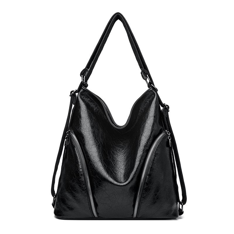 Women's Large Capacity Soft Leather Backpack & Crossbody Handbag - Korean Style