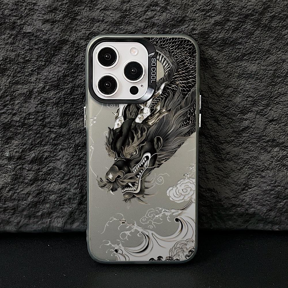 Cool Black Dragon Phone Case for Xiaomi Redmi 15C 14C 13C 12C 10 Note 15 14 13 12 Pro Plus 4G 5G Silver Hard Cover