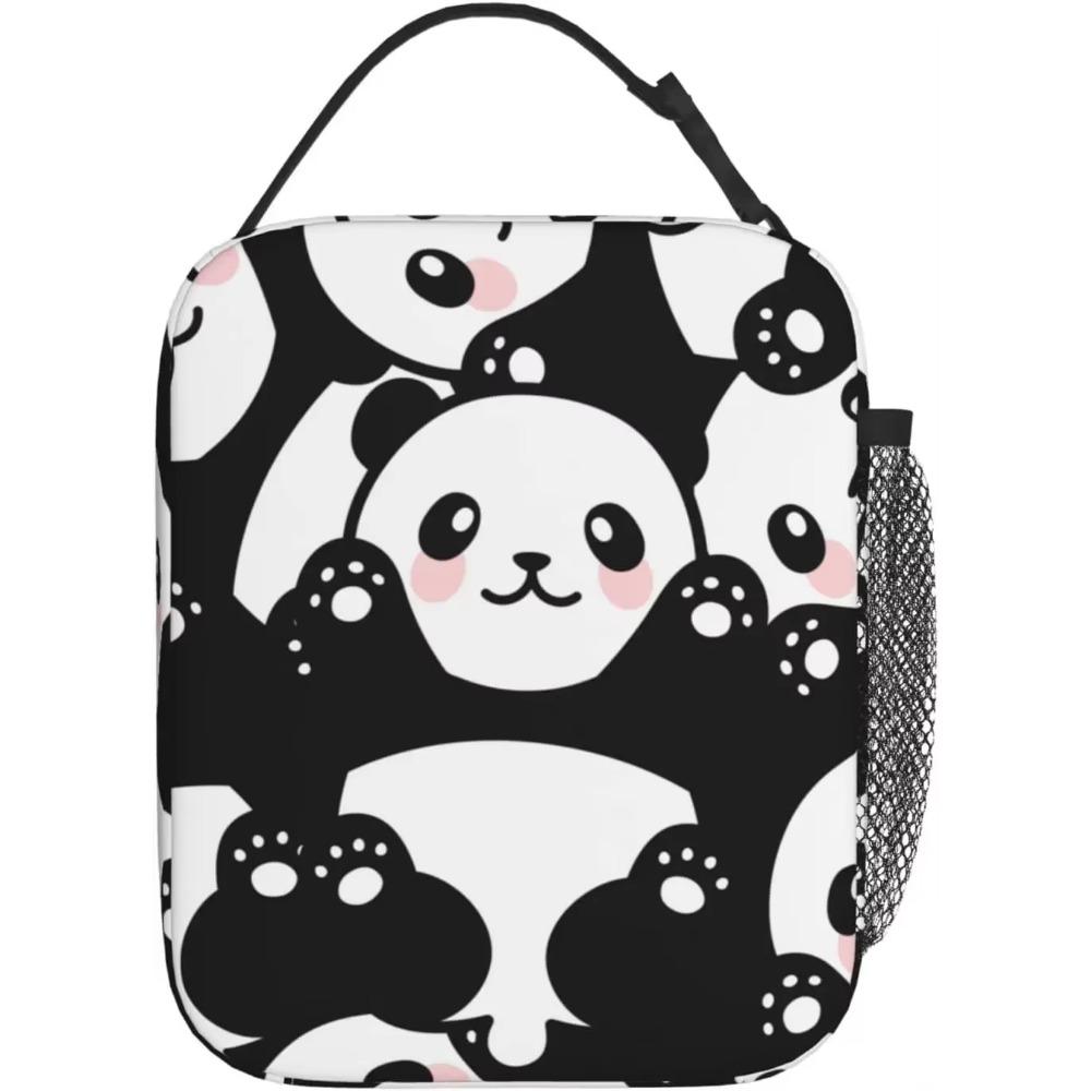Cute Panda Print Lunch Box Reusable Insulated Lunch Bag Thermal Cooler Tote for Boys Girls School Men Women Picnic Travel Hiking