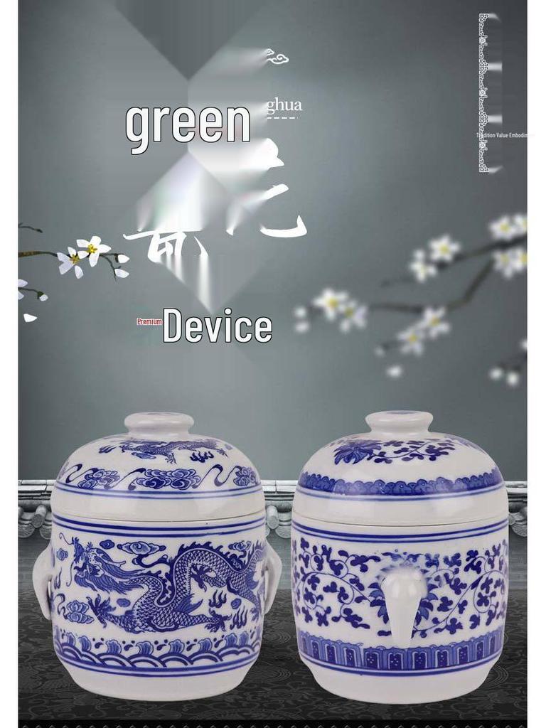 Chinese Porcelain Bird's Nest Ceramic Double Boiler & Steaming Bowl