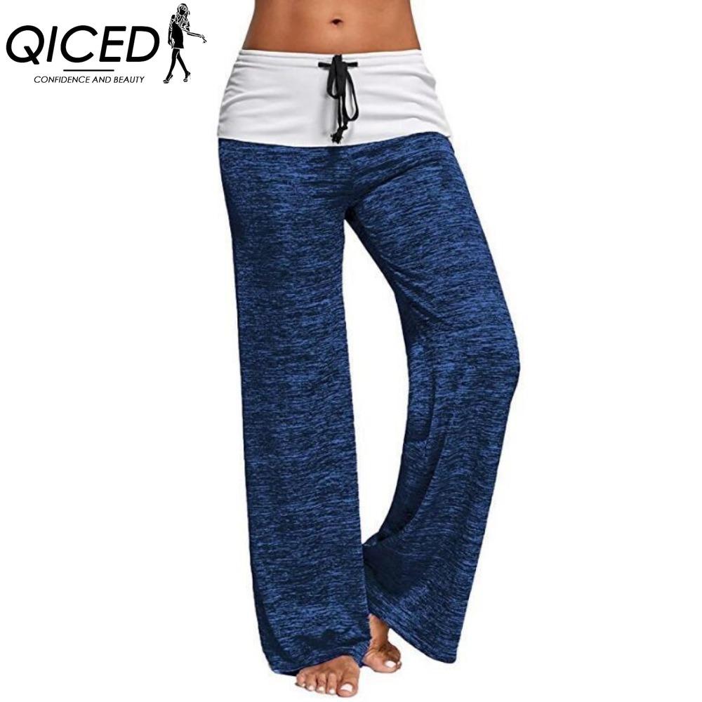 QICED Women's Fashion Casual Solid Color Print Pants & Capris
