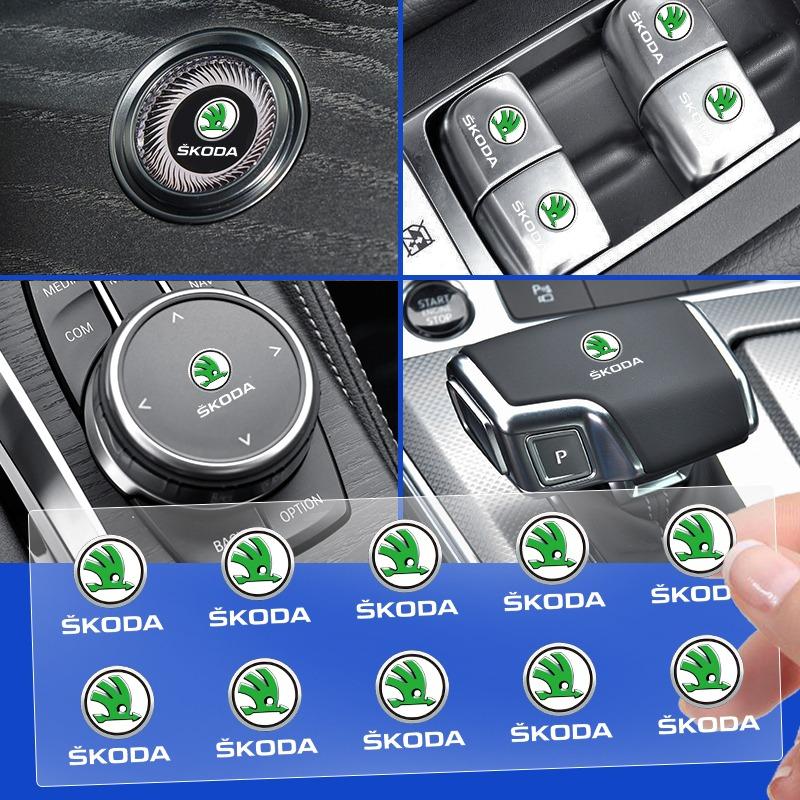 New Car Interior Sticker Central Control Decals Emblem Badge for Skoda Fabia Kodiaq Kamiq Superb Yeti Octavia Enyaq Rapid Karoq Derivati