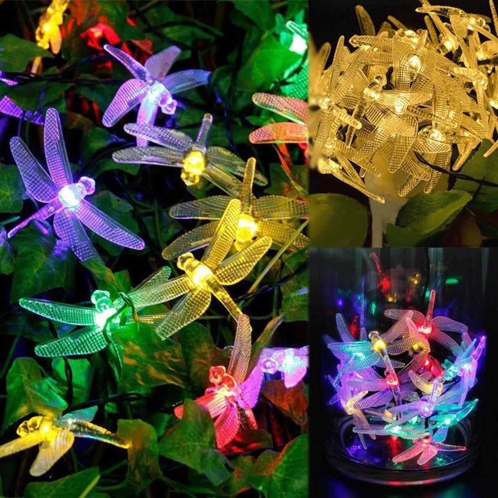 50LEDs Dragonfly Solar String Lights Outdoor Waterproof 8 Modes Dragonfly Fairy Lights For Home Patio Garden Wedding Decor