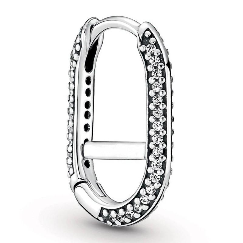 Authentic 925 Sterling Silver Pave Link ME Cool Banana Moon Power Light Me Up Hoop Earring For Women Birthday Gift Jewelry
