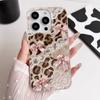 INS Lace leopard print bow Silicone Phone Case For iPhone 17 17Air iPhone 13 11 14 12 15 16 Pro Max Shockproof Soft Cover Funda
