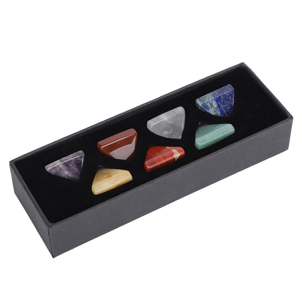7 Chakra MultiStone Set Pyramid Color Natural Stone Gemstones Ornaments with Gift Box