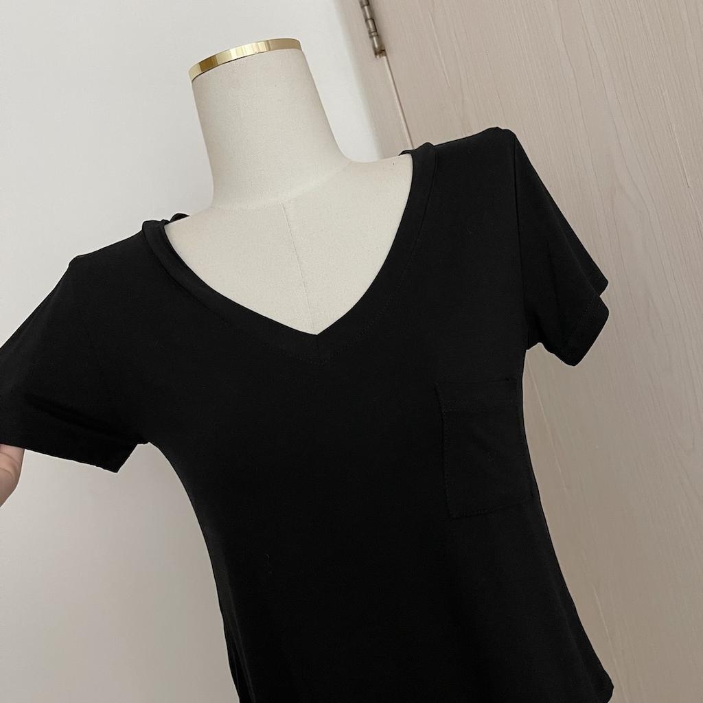 Draped Clavicle Short-sleeved T-shirt for Women In Summer Korean Style Slim Base Shirt Casual V-neck Top