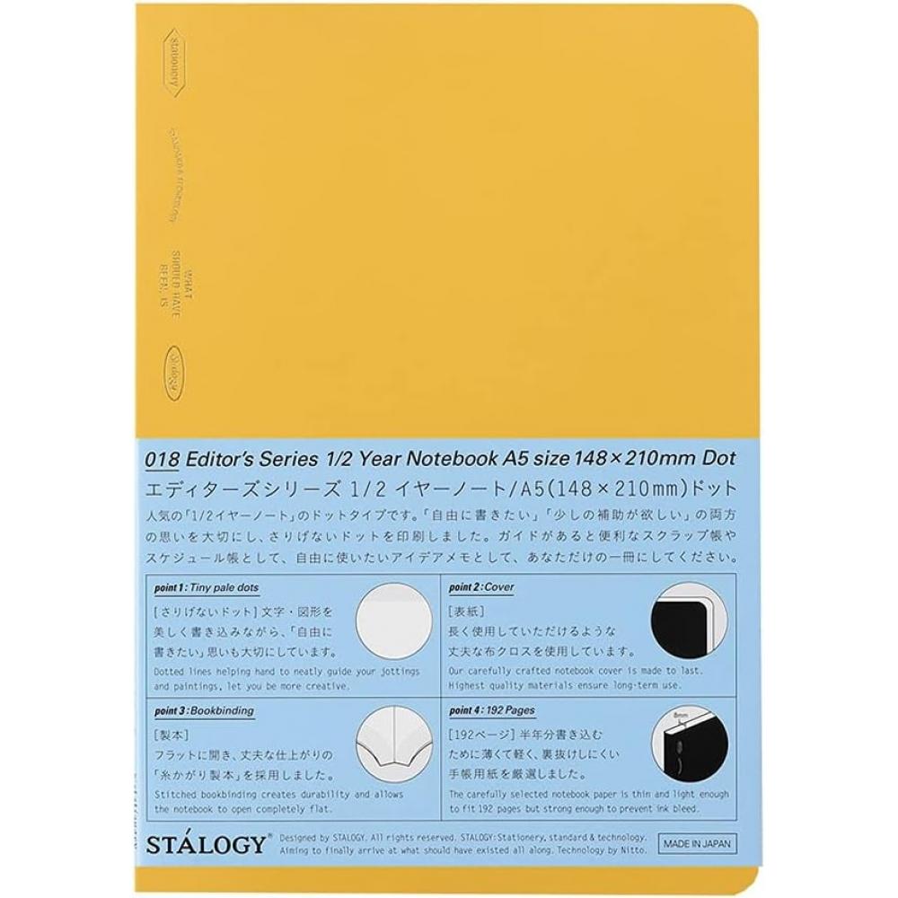 Nitoms Stalogy Notizbuch 1 2 Jahres Notiz A5 Punkt Quadrat Gelb S4154 Gelber Punkt Quadrat 1 2 Jahres Notiz