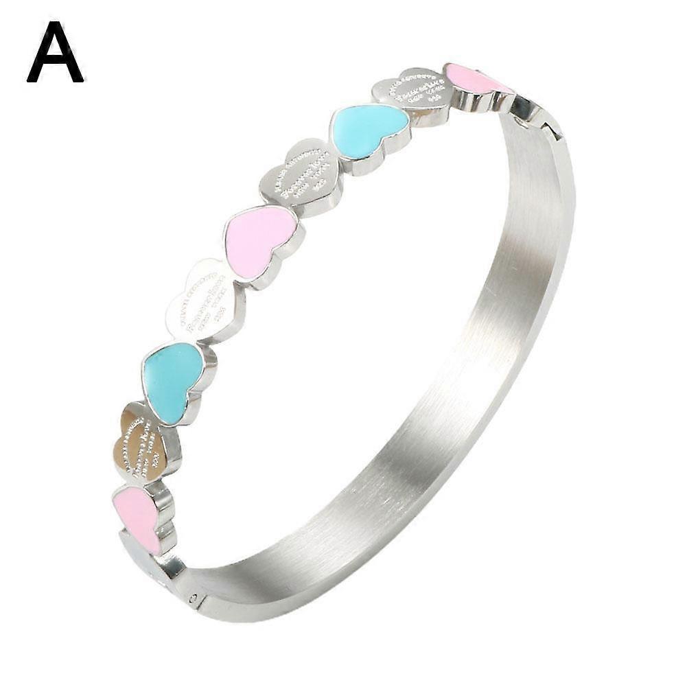 Bracciale Carino a Forma di Cuore d'Amore in Acciaio di Titanio Braccialetti Fortunati da Polso Donna Ragazze