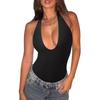 Shapewear Bodysuits for Women Sexy Sleeveless Halter Tops Summer V Neck Leotard Going Out Backless Bodycon One Piece Body Shaper