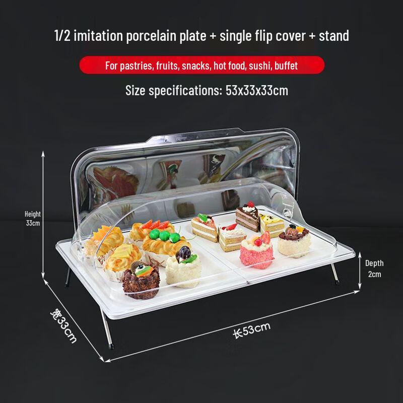 Melamine Buffet Serving Tray with Flip Lid and Stand