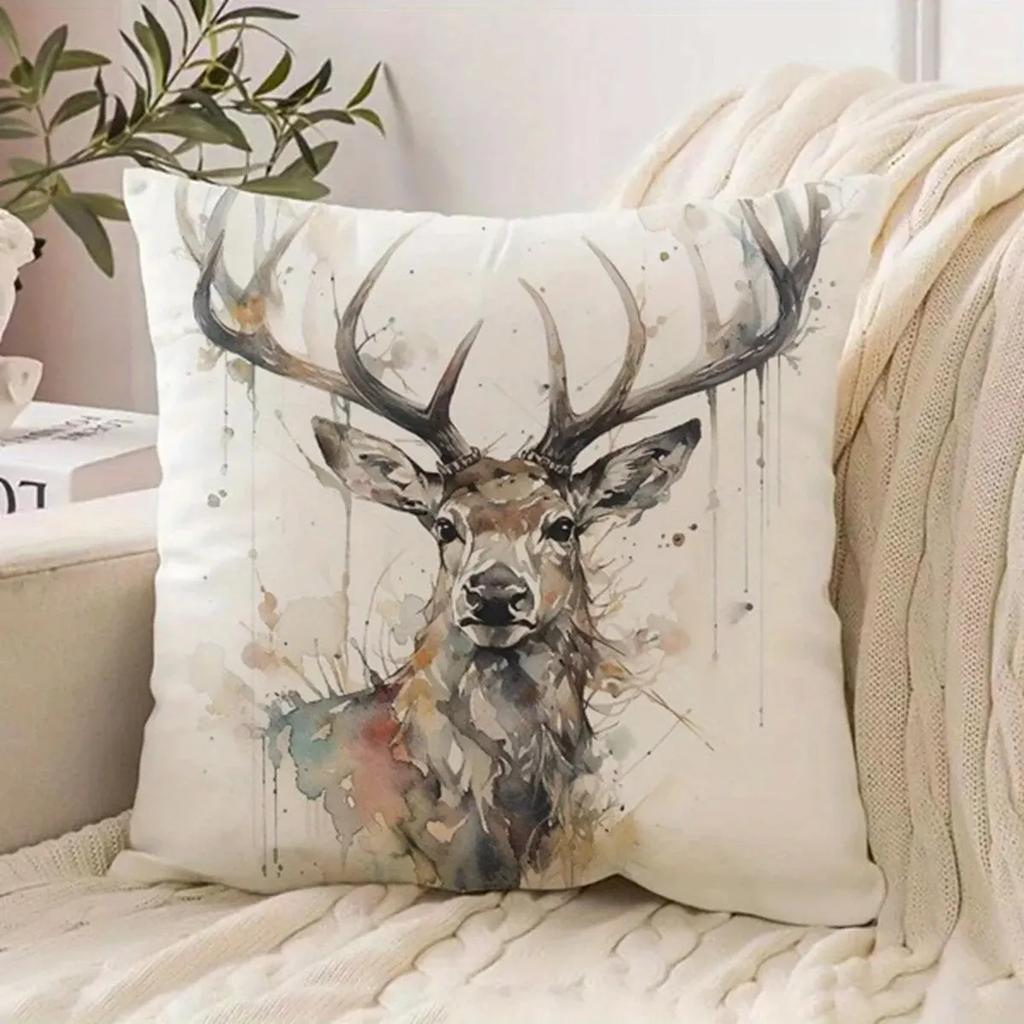 Deer Patterned Pillow Covers Office Car Sofa Bed Cushion Cover Home Bedroom Decoration