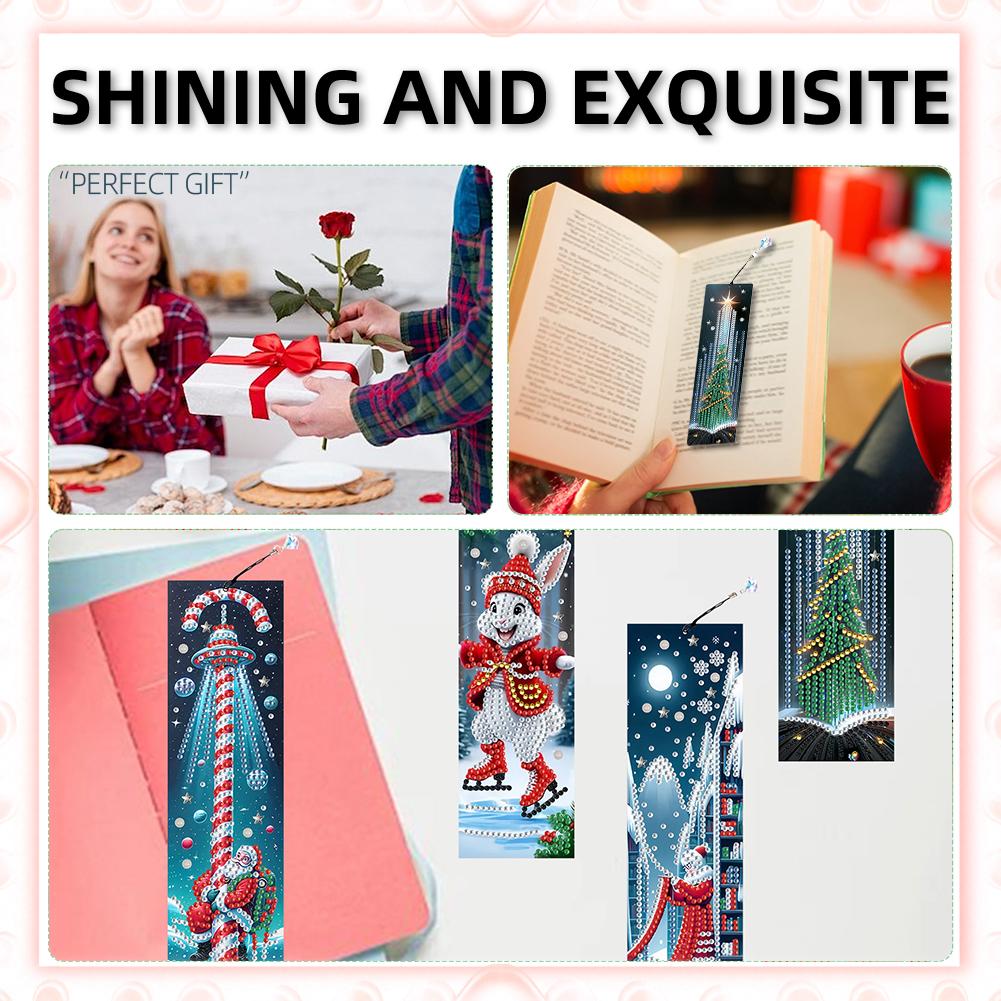 8Pcs Christmas Themed DIY Diamond Painting Bookmark for Reading Enthusiasts