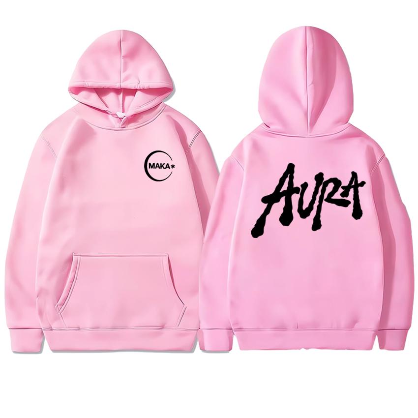 Hot Rapper Maka 2025 New In Album Aura Double Sided Printed Hoodie Unisex Vintage Fleece Pullovers Men Women Casual Sweatshirt