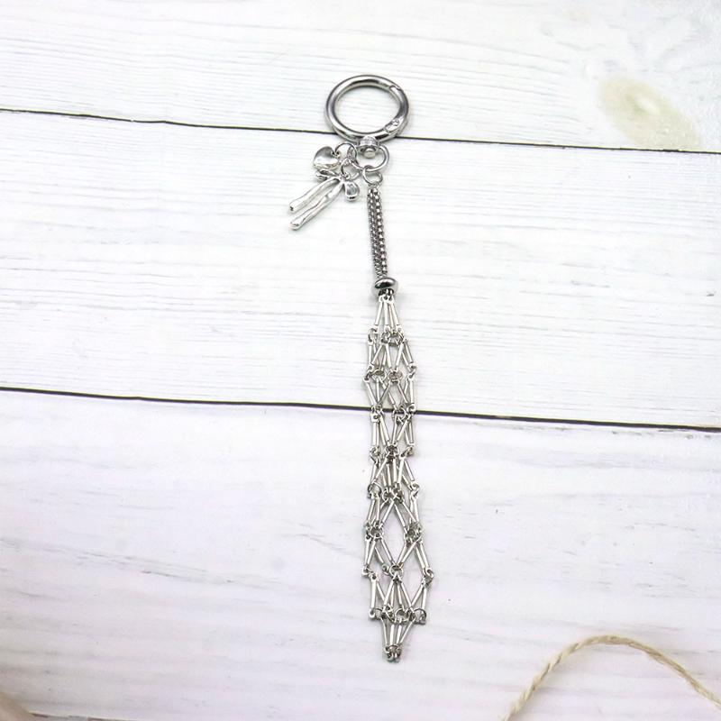 Metal Net Pocket Lipstick Bag Keyring Portable Lip Balm Keyring Holder Lipsticks Protective Cover Mirror Keyring Bag Charm Decor