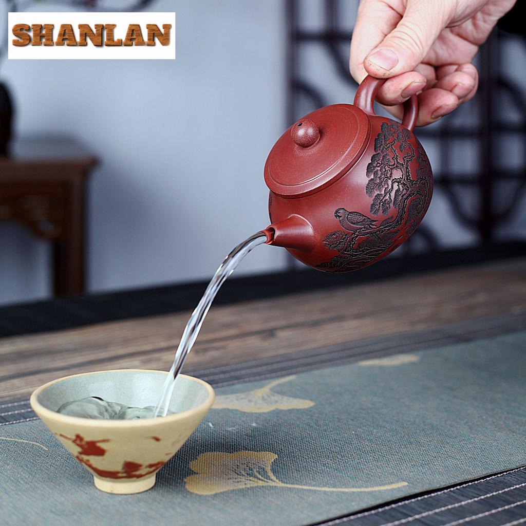 220ml Vintage Yixing Purple Clay Teapots Handmade Pine Pot Raw Ore Dragon's Blood Sand Kettle Zisha Tea Set Collection Supplies
