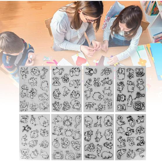 24Pcs Shrink Plastic Sheet Kit, Animal Pattern Heat Shrink Paper Shrink Art Paper Kit for Keychain Pendant Decoration Creative Craft Ornaments