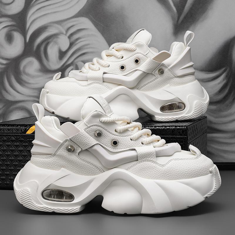 Men Chunky Sneakers Platform Shoes Outdoor Men Thick Sole Sports Shoes Lace Up Tennis Casual Shoe Height Increasing Male Shoes