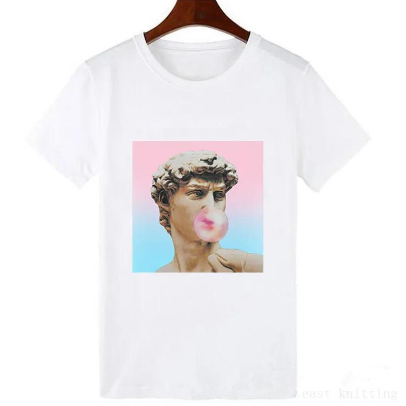 Neuestes Mode David Michelangelo Bedrucktes Grafik-T-Shirt Statue Kaugummi kauend Mode-Print Lustiges Harajuku-T-Shirt