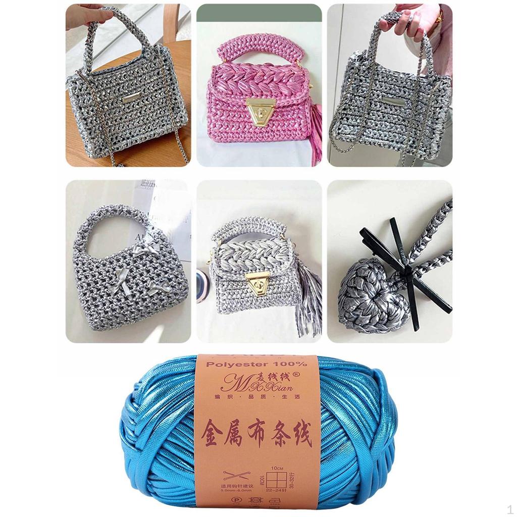 Metallic Shiny Yarn Crochet Bulky T Shirt for Headband Pillow DIY Craft