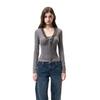 Lace-Trim Cotton Fleece Long-Sleeve Base Layer for Autumn/Winter