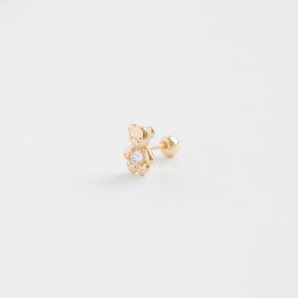 Lunne 14K Teddy Bear Stone Piercing (14K Gold) #E03