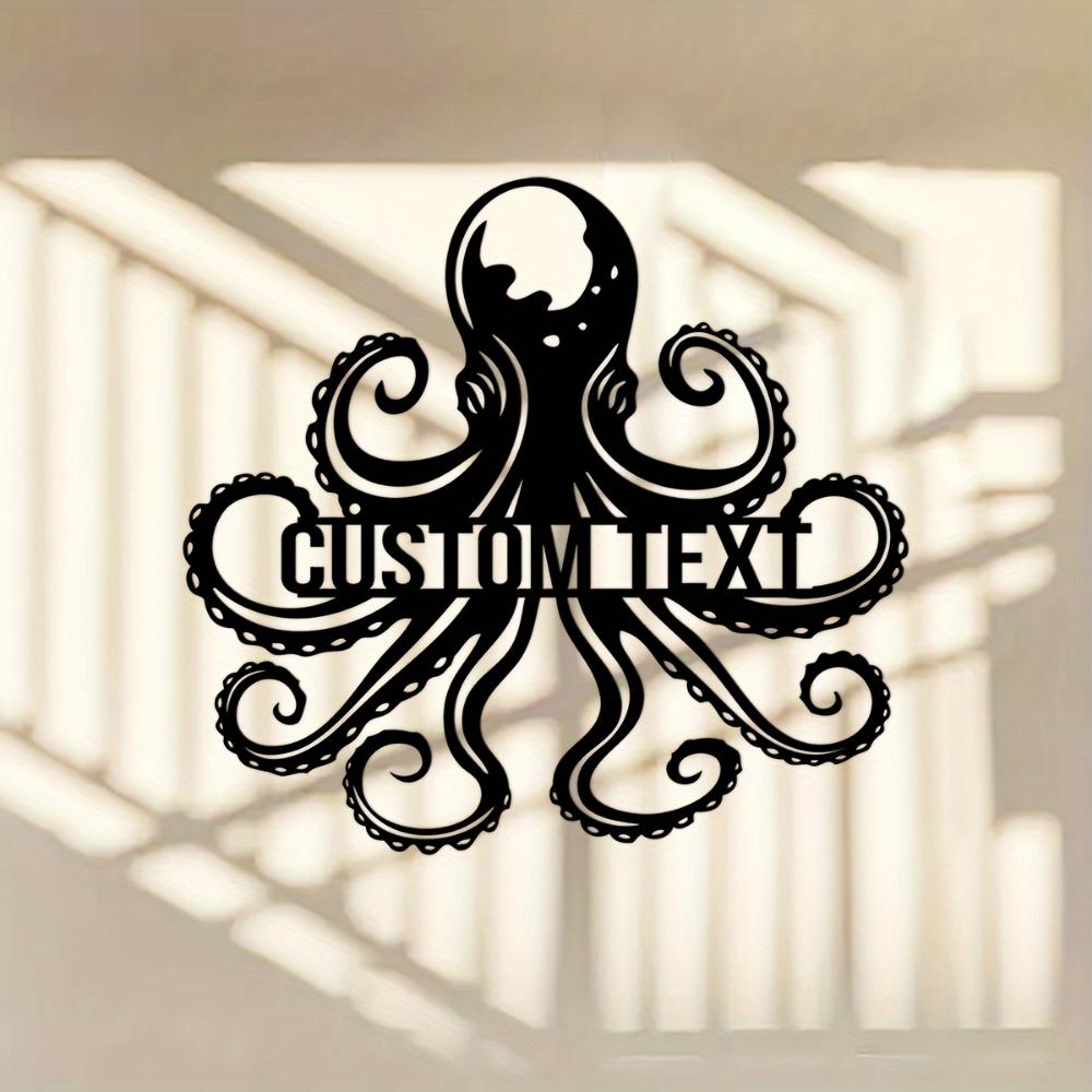 Vintage Octopus Metal Wall Art Personalized Family Name Sign Handcrafted Home Decor Outdoor Gift