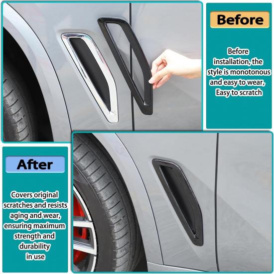 Front Side Fender Vent Decoration Trim Compatible with BMW X5 G05 2019-2022 Spoiler Body Decoration Cover, Air Flow Intake Hole Grille Exterior
