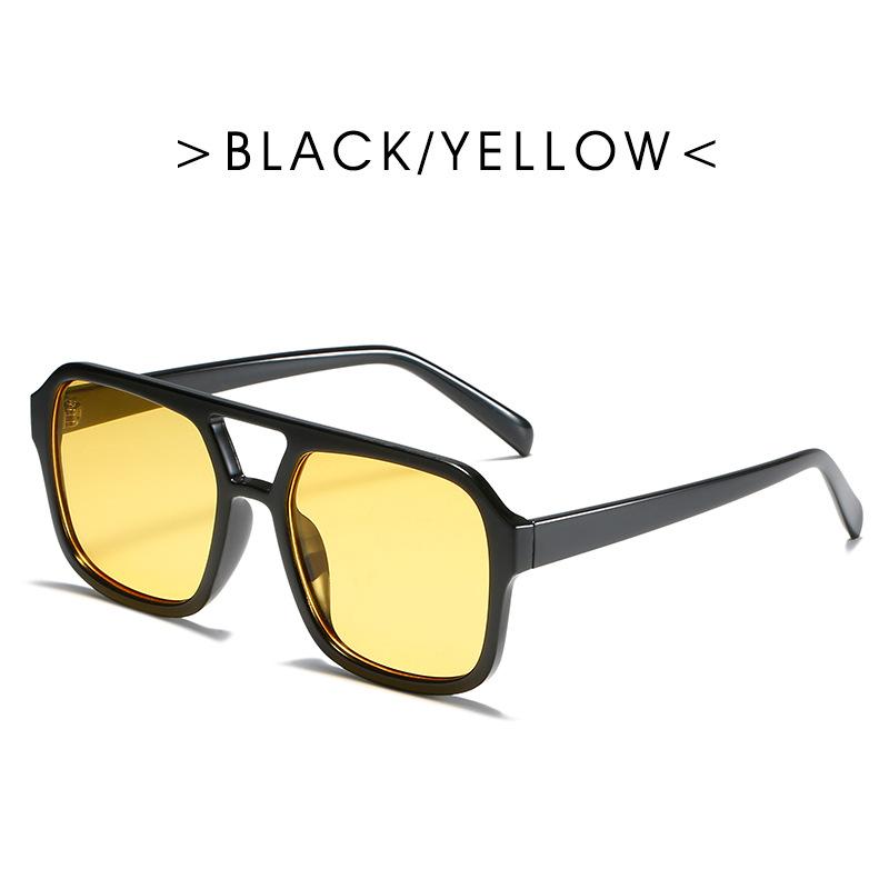 Square Double Beam Sunglasses Men's and Women's Retro Personalized Marine Piece Glasses Sunglasses
