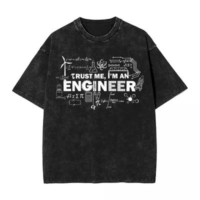 Vertrau mir, ich bin ein Ingenieur Gewaschenes T-Shirt Herren lustig Ingenieur Streetwear Baumwoll-T-Shirts Sommer O-Ausschnitt Hippie-Tees Übergröße Oberteile