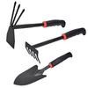 AIMOONSA Kit d'outils de jardin 3 pièces – pelle, râteau et binette, acier carbone, poignée antidérapante