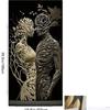 Modern Black & White Double Canvas Painting with Intricate Floral Figures
