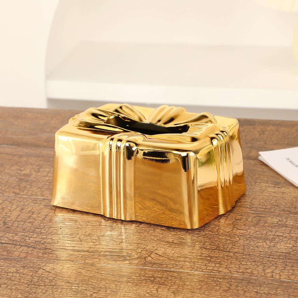 Europäischer Stil Goldbeschichtete Papier-Schubladenschachtel Vintage Quadratischer Kunststoff-Taschentuch-Aufbewahrungsbehälter Wohnzimmer Hotel Esszimmer Taschentuch-Röhre