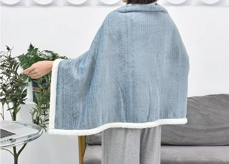 Flannel Embossed Shawl Blanket: Light Luxury, No Pilling, No Fading, Machine Washable, Ideal for Naps & Air Conditioned Spaces.