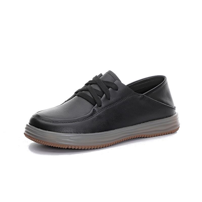 Fashion Top Layer Cowhide White Shoes for Women 2025 New Soft Soled Soft Faced Le Fu Mom Shoes Flat Shoes
