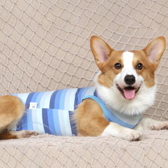 Yousheng Dog Weaning Suit Stripes Pattern Wound Recovery Elastic Pet Surgery Recovery Suit Pet Supplies