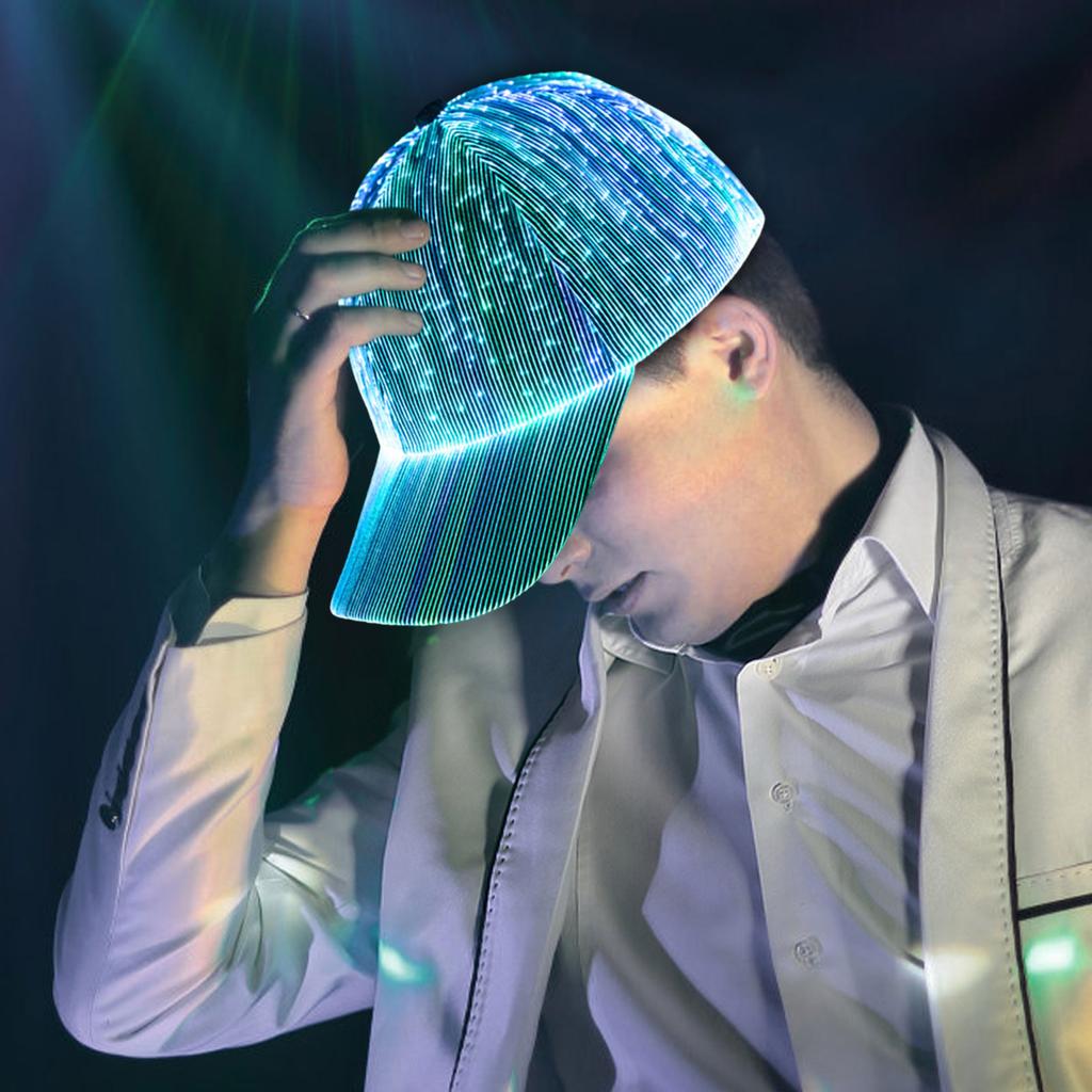 New Led Fiber Luminous Hat Bar Disco Luminous Baseball Cap Hip Hop Couple Flashing Hat