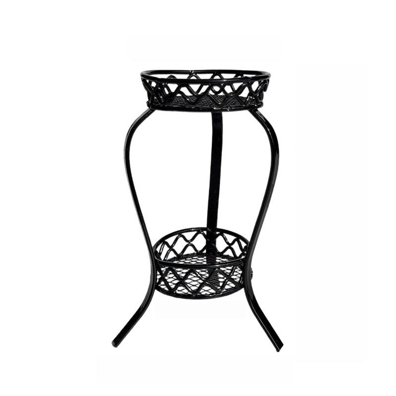 

1Pcs 1:12 Dollhouse Mini Iron Double Layer Flower Stand Round Storage Rack Simulation Miniature Model Doll House Accessories чорний