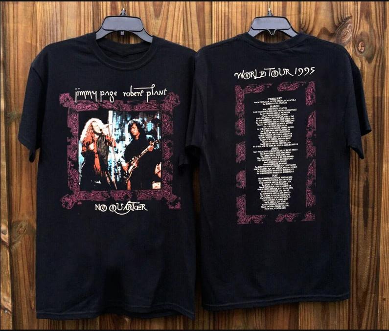 Jimmy Page Robert Plant No Quarter World Tour 1995 Black T-Shirt Anniversary L