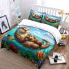 Otter Family With Marine Life Printed Duvet Cover Set1 Duvet Cover+2 Pillowcasemulti Size Bedroom Bedding Decor Luxury Gifts