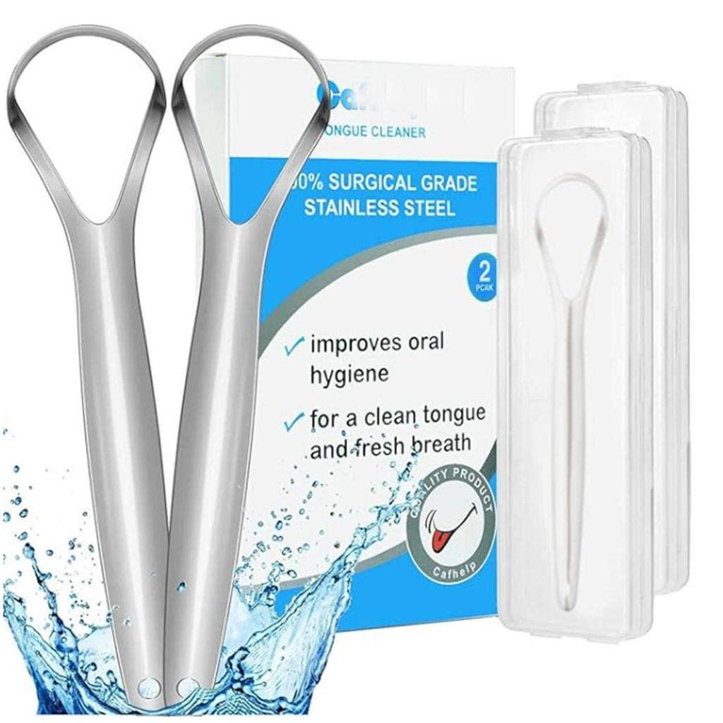 2Pack Tongue Scraper,304 Surgical Stainless Steel Tongue Cleaner for Both Adults and Kids, Professional Reduce Bad Breath Metal Tongue Scrapers