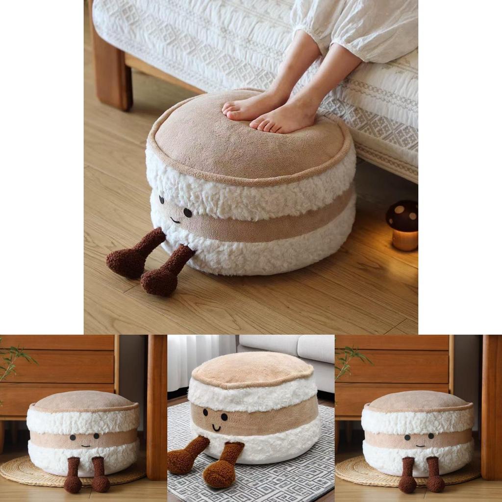 Cartoon Bread Stool Plush Footrest With Removable Cover For Living Room Decor