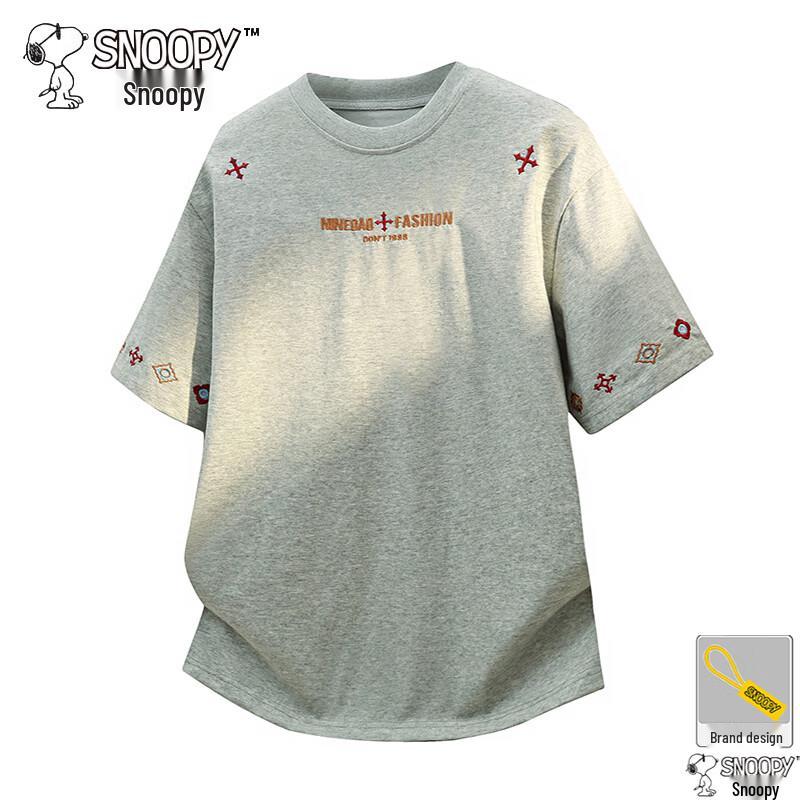 SNOOPY Men s Summer Cool-Feel Loose Fit Embroidered Short Sleeve T-Shirt XL