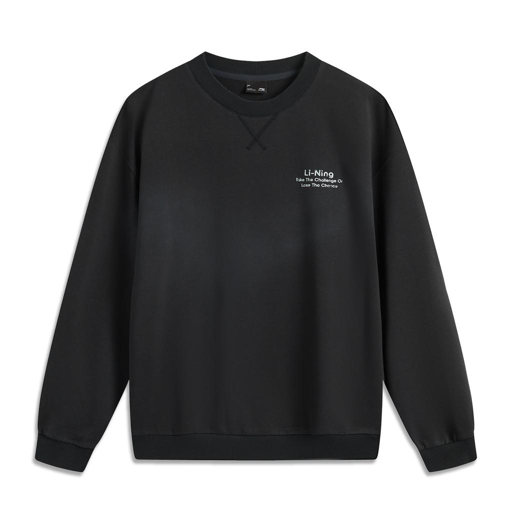 Li Ning Sports Lifestyle Series Letter Round Neck Comfortable Breathable Versatile Casual Loose Sweatshirt Unisex sweatshirt AWDV415-1