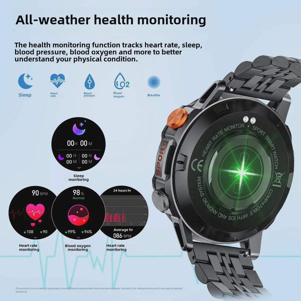 Multi-Function Smartwatch: Outdoor-Ready, Waterproof, Heart Rate & Blood Pressure Monitor with Bluetooth Calling