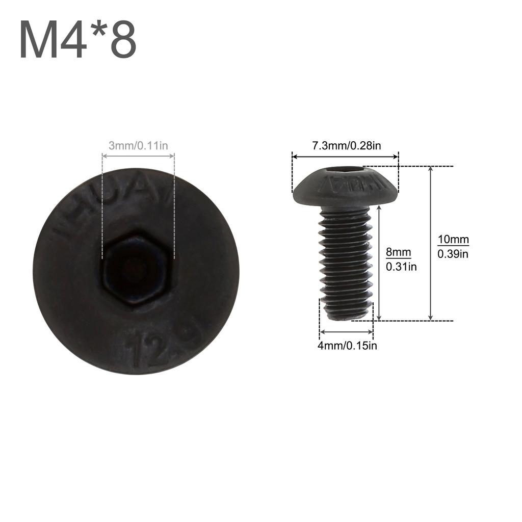 M2 M3 M4 M5 10.9 Grade Alloy Steel Allen Round Screw Hex Hexagon Socket Button Head Screw Black Oxide Pan Head Screw