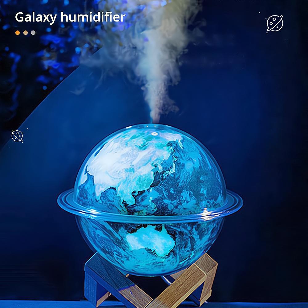 Galaxy Planet Luftbefeuchter 330ml Starker Nebel Haushaltszerstäuber LED Nachtlicht Kreisförmige tragbare USB-Aromatherapie-Atmosphärenlampe