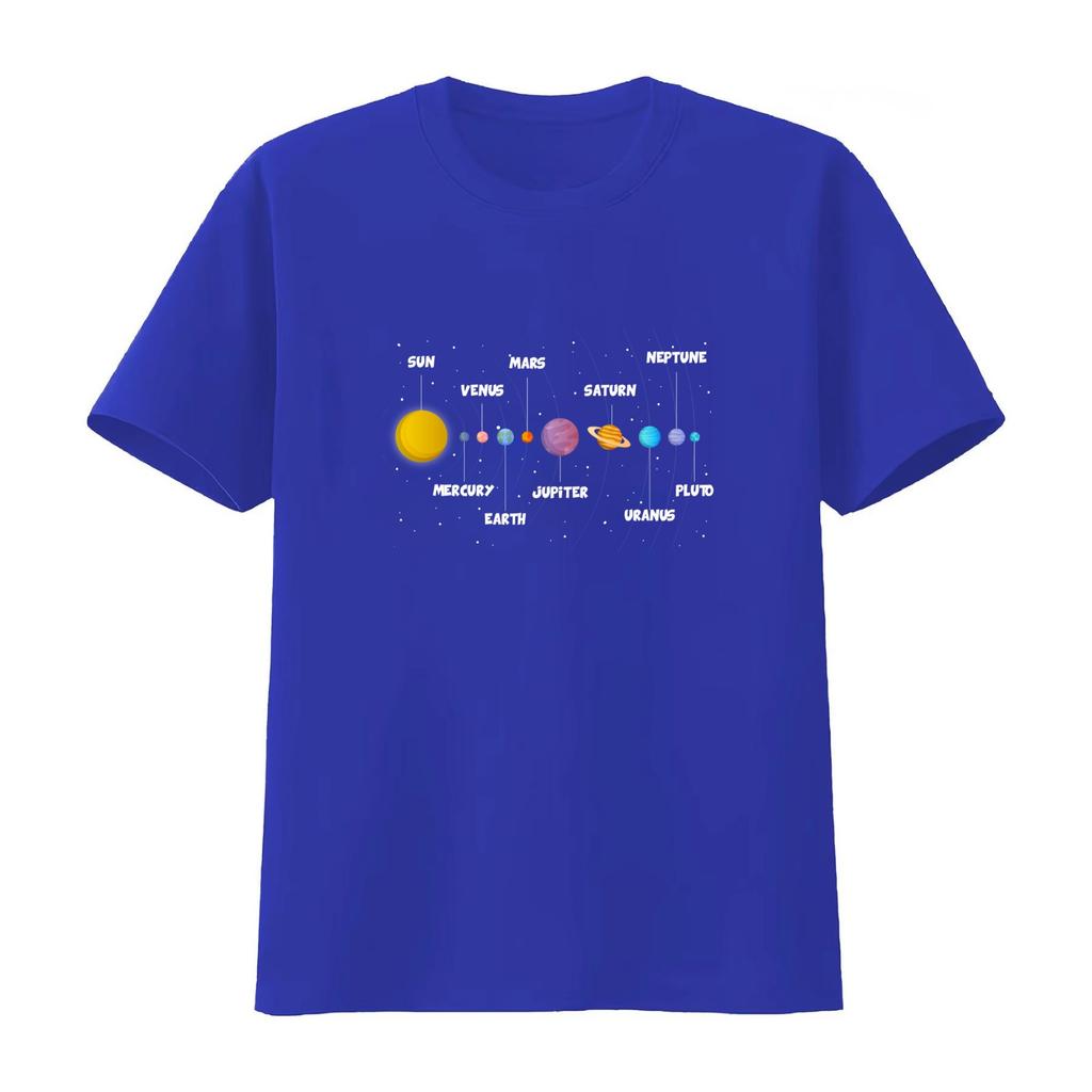 Planets With Names Tshirt Summer Casual Cotton Tee Oversized Streetwear Tops Vintage Graphic Print Loose Fit Short Sleeve