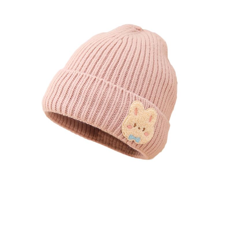 Korean Style Autumn and Winter Label Rabbit Woolen Hat for Women with Velvet and Thickening To Keep Warm Fashionable Knitted Hat Cold Hat