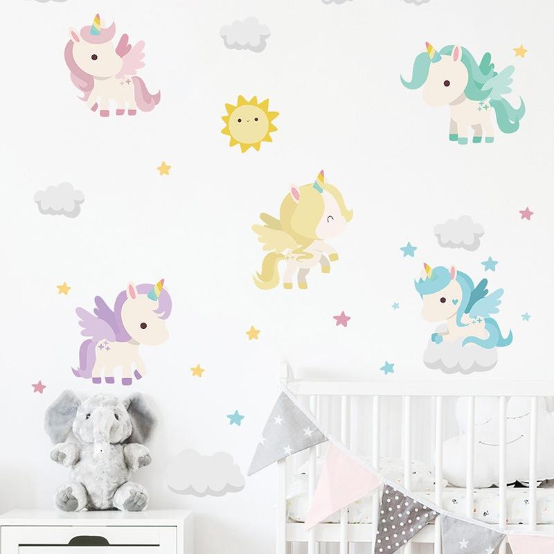 Nouvel Autocollant Mural De Licorne Colore Creatif Pour Les Enfants Chambre De Bebe Fille Autocollants Decoratifs Chambre De Chambre A Coucher Autocollants Muraux Acheter A Prix Bas Livraison Gratuite Avis Reels